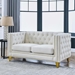 Velurian 58" Loveseat - Beige Velvet - Solid Wood Frame - CAB2669