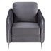 Wanderlust 32" Gray Velvet Modern Chic Accent Armchair