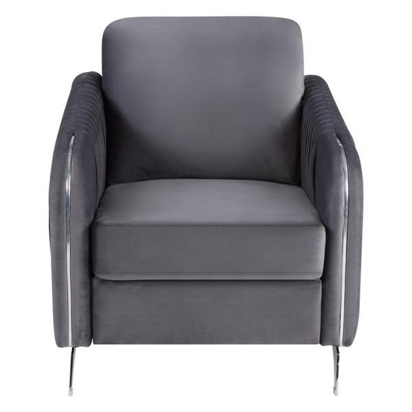 Wanderlust 32" Gray Velvet Modern Chic Accent Armchair 