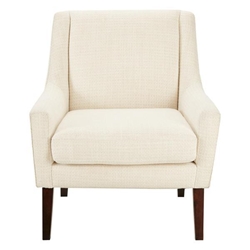 Nala Accent Chair - Cream Fabric - Morocco Wood Finish Legs 