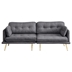 Dawncrest 78" 3 Seater Sofa with Gold Metal Legs - Dark Grey Cotton Linen Fabric