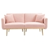 Casa Vita Loveseat Sofa - Pink Teddy Velvet - Rose Golden Metal Feet