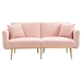 Casa Vita Loveseat Sofa - Pink Teddy Velvet - Rose Golden Metal Feet - CAB2684