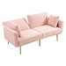 Casa Vita Loveseat Sofa - Pink Teddy Velvet - Rose Golden Metal Feet - CAB2684