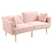 Casa Vita Loveseat Sofa - Pink Teddy Velvet - Rose Golden Metal Feet - CAB2684