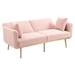 Casa Vita Loveseat Sofa - Pink Teddy Velvet - Rose Golden Metal Feet - CAB2684