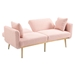 Casa Vita Loveseat Sofa - Pink Teddy Velvet - Rose Golden Metal Feet - CAB2684