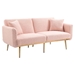 Casa Vita Loveseat Sofa - Pink Teddy Velvet - Rose Golden Metal Feet - CAB2684