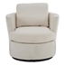 Vista Point Swivel Accent Chair - Beige Polyester - Black Iron Legs