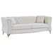 Vauxhall 81" Chesterfield Sofa - Beige Velvet - Metal Foot and Nailhead - CAB2690