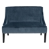 Philomene Avalon Swoop Arm Settee - Blue Polyester Fabric - Moroccan Finish Legs