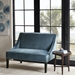 Philomene Avalon Swoop Arm Settee - Blue Polyester Fabric - Moroccan Finish Legs - CAB2691