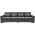 Floravia 104" 4-Seater Sofa with Armrest Pockets and 4 Pillows - Dark Grey Linen-like Fabric