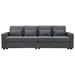 Floravia 104" 4-Seater Sofa with Armrest Pockets and 4 Pillows - Dark Grey Linen-like Fabric - CAB2692