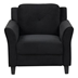 Lumin Fashionable Living Room Armchair - Antique Black Velvet - Gray Rubberwood Frame and Legs