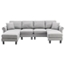 Asterlux 108" Accent Sofa - Light Gray Polyester Fabric - Solid Wood Frame