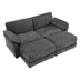 Ultavon 81" Sectional Sofa Bed 4 Seater with Ottoman - Gray Chenille Fabric - Solid Wood Frame