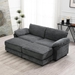 Ultavon 81" Sectional Sofa Bed 4 Seater with Ottoman - Gray Chenille Fabric - Solid Wood Frame - CAB2714