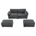 Ultavon 81" Sectional Sofa Bed 4 Seater with Ottoman - Gray Chenille Fabric - Solid Wood Frame - CAB2714