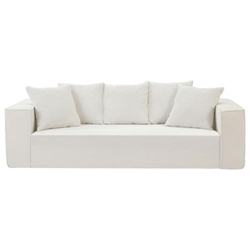 Riverbend 88" Corduroy Sofa with 5 Matching Toss Pillows - White 