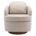 Zyvora Swivel Accent Chair - Beige Linen - Brown Eucalyptus Wood Base - CAB2718