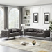 Mystic 59" Loveseat - Gray Velvet - Silver Nailhead Trimmed and Chrome-Plated Legs - CAB2720