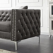 Mystic 59" Loveseat - Gray Velvet - Silver Nailhead Trimmed and Chrome-Plated Legs - CAB2720