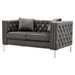 Mystic 59" Loveseat - Gray Velvet - Silver Nailhead Trimmed and Chrome-Plated Legs - CAB2720