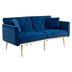 Casa Vita " 65" Loveseat - Navy Velvet Fabric - Metal Feet