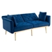 Casa Vita " 65" Loveseat - Navy Velvet Fabric - Metal Feet - CAB2725