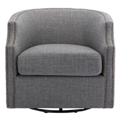 Zest Swivel Chair - Dark Gray Polyester - Black Metal Base 