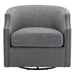 Zest Swivel Chair - Dark Gray Polyester - Black Metal Base - CAB2726