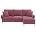 Eastside 84" Sectional Sofa - Convertible L-Shaped - Pink Chenille - Metal Legs