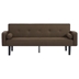 Floremia 71" Futon Sofa Bed Convertible with Armrests - Brown Velvet - Solid Wood Legs