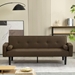 Floremia 71" Futon Sofa Bed Convertible with Armrests - Brown Velvet - Solid Wood Legs - CAB2744