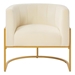 Bijou Accent Chair with Curved Backrest and Golden Metal Stand - Cream Velvet - CAB2767