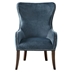 Altair Button Tufted Back Accent Chair - Blue Polyester - Espresso Wood Finish Legs