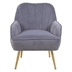 Lanchester Mid-Century Modern Accent Chair - Grey Velvet - Golden Iron Legs