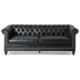 Rhythmos Comfy 3 Seater Sofa with Wooden Legs - Retro Style for Living Room and Study - Black