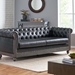 Rhythmos Comfy 3 Seater Sofa with Wooden Legs - Retro Style for Living Room and Study - Black - CAB2776