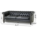 Rhythmos Comfy 3 Seater Sofa with Wooden Legs - Retro Style for Living Room and Study - Black - CAB2776