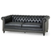 Rhythmos Comfy 3 Seater Sofa with Wooden Legs - Retro Style for Living Room and Study - Black - CAB2776