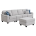 Torda 119" 5 Seater Sofa and Ottoman - Light Gray Linen - Plastic Legs