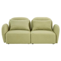 Fairview 66" Loveseat - Light Green Teddy Fabric - Solid Wood Frame 