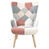 Valleyview Accent Chair with Ottoman - Pink Linen - Solid Wood Frame