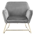 Xylonia 29.5" Gray Velvet Accent Chair with Metal Base - Gray