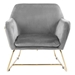 Xylonia 29.5" Gray Velvet Accent Chair with Metal Base - Gray - CAB2806