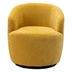 Zarta Swivel Accent Armchair Barrel Chair - Yellow Chenille - Black Metal Ring