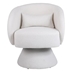 Arlington Swivel Accent Chair - White Faux Fur - Wooden Base with 360-Degree Swivel