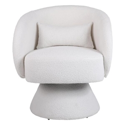 Arlington Swivel Accent Chair - White Faux Fur - Wooden Base with 360-Degree Swivel 